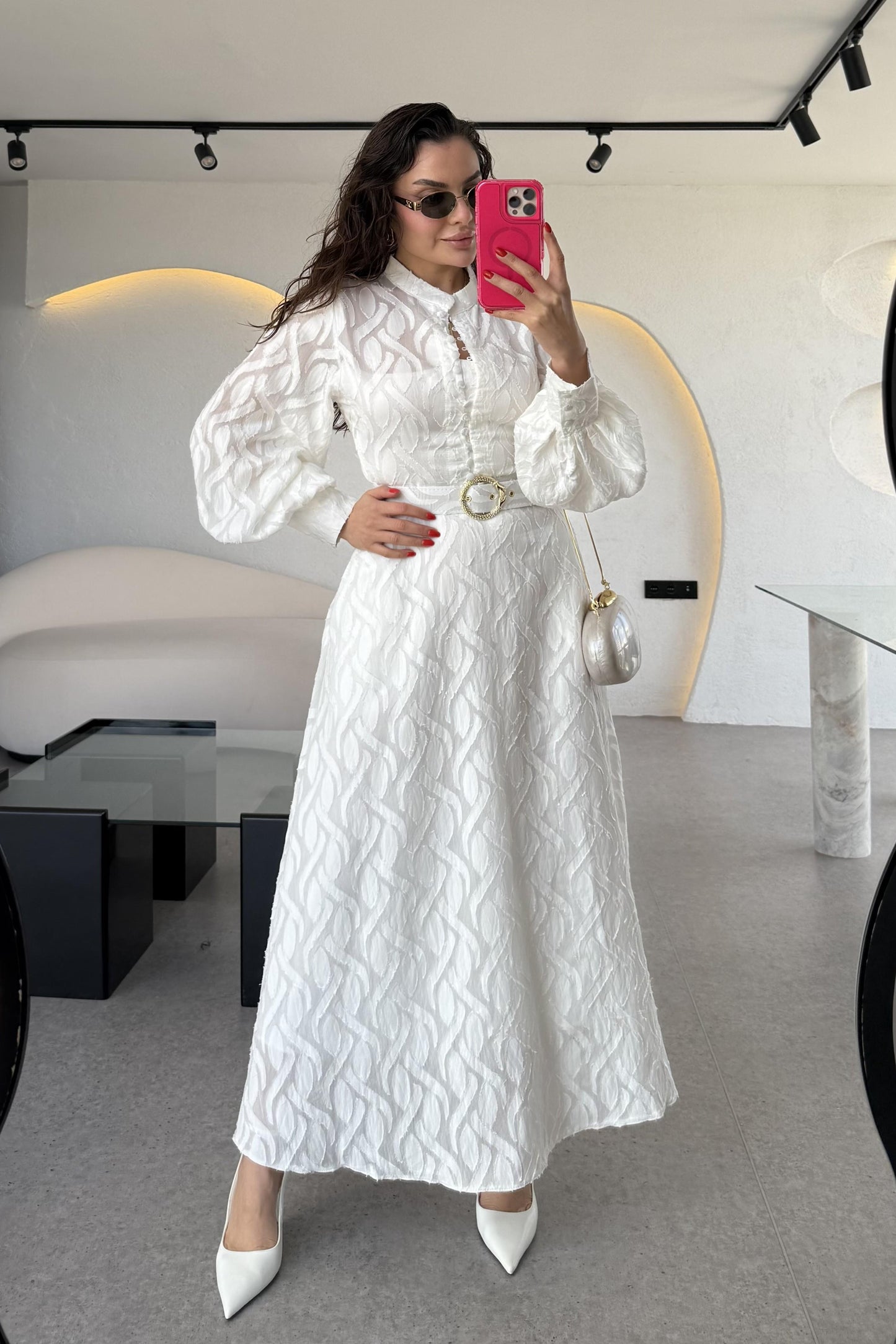 Helena Kemer Detaylı Uzun Elbise