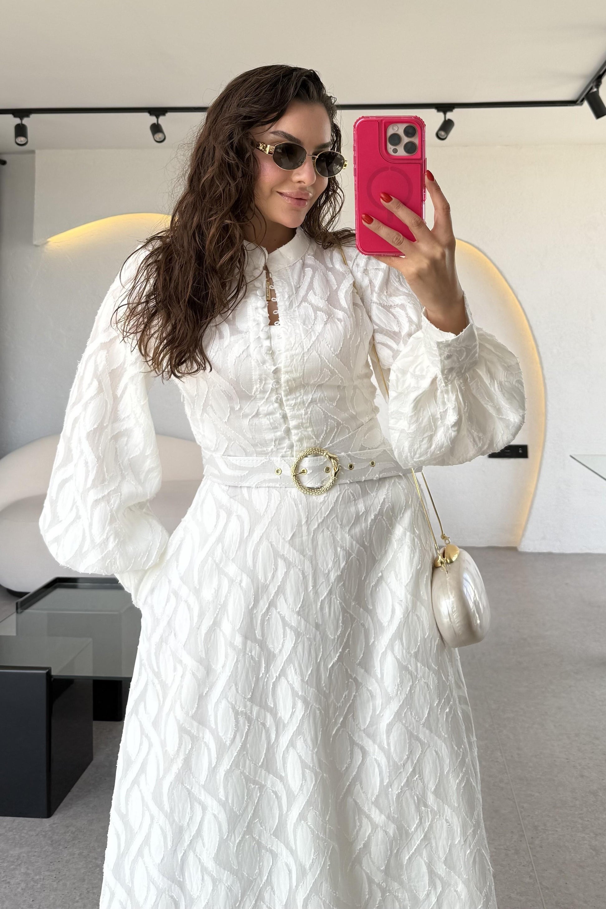 Helena Kemer Detaylı Uzun Elbise