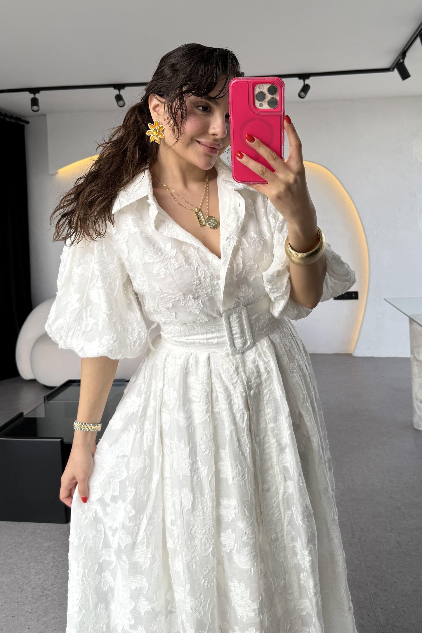 Helena Kemerli Balon Kol Elbise