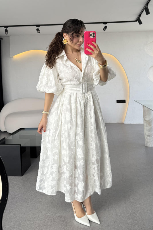 Helena Kemerli Balon Kol Elbise