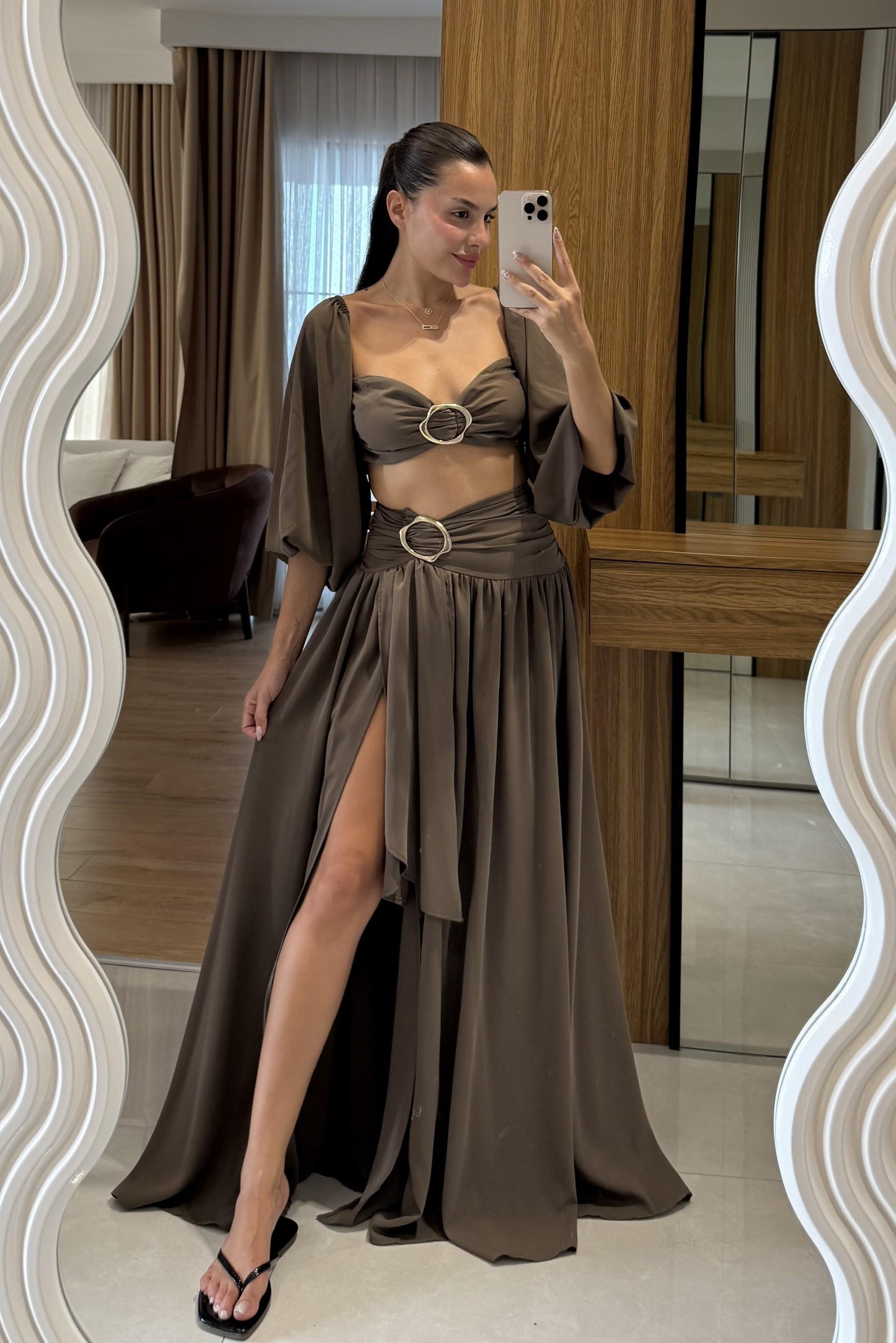 Helga Aksesuarlı Etek Crop Takım