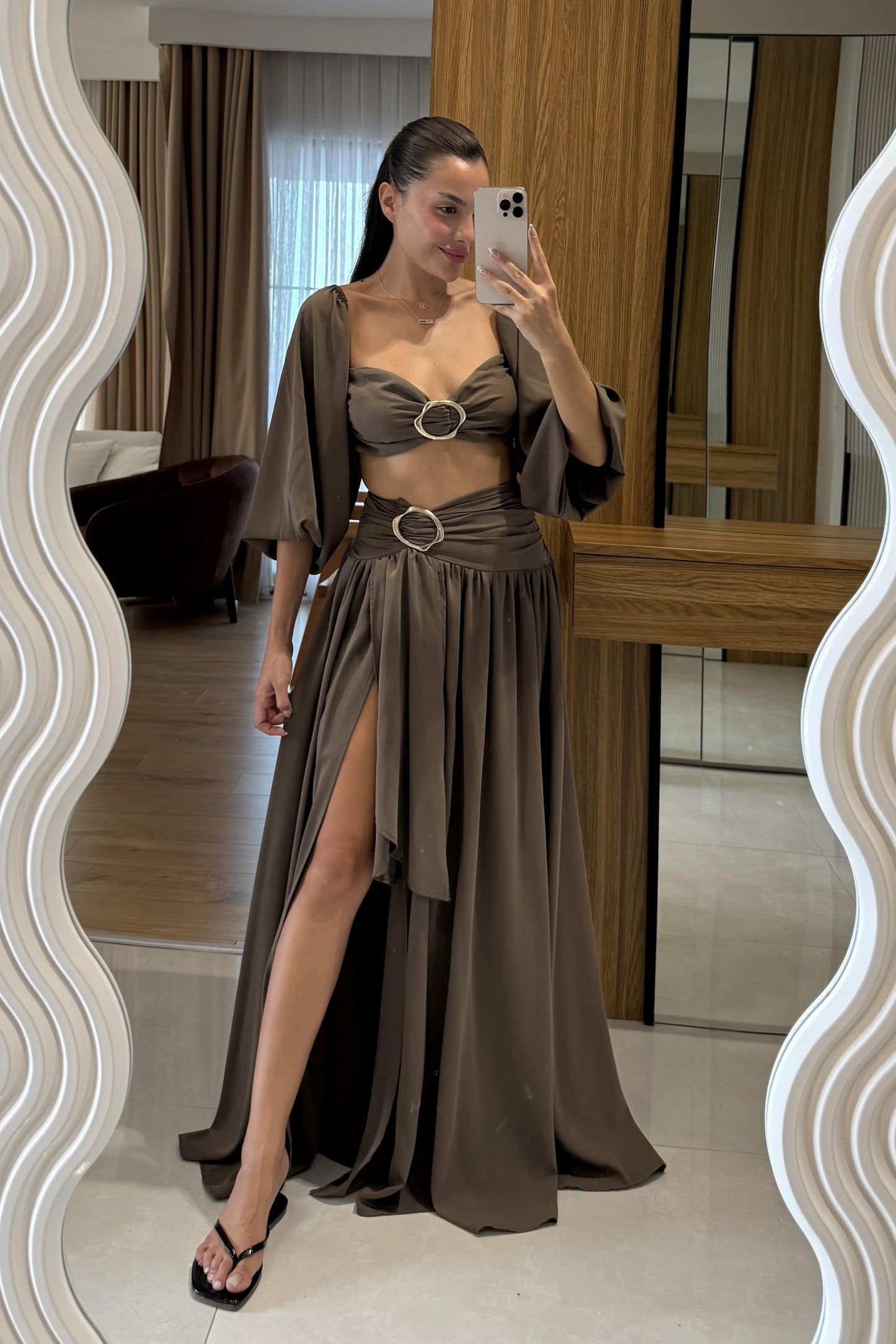 Helga Aksesuarlı Etek Crop Takım