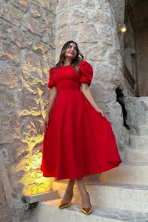 Christina Prenses Model Elbise - Kırmızı