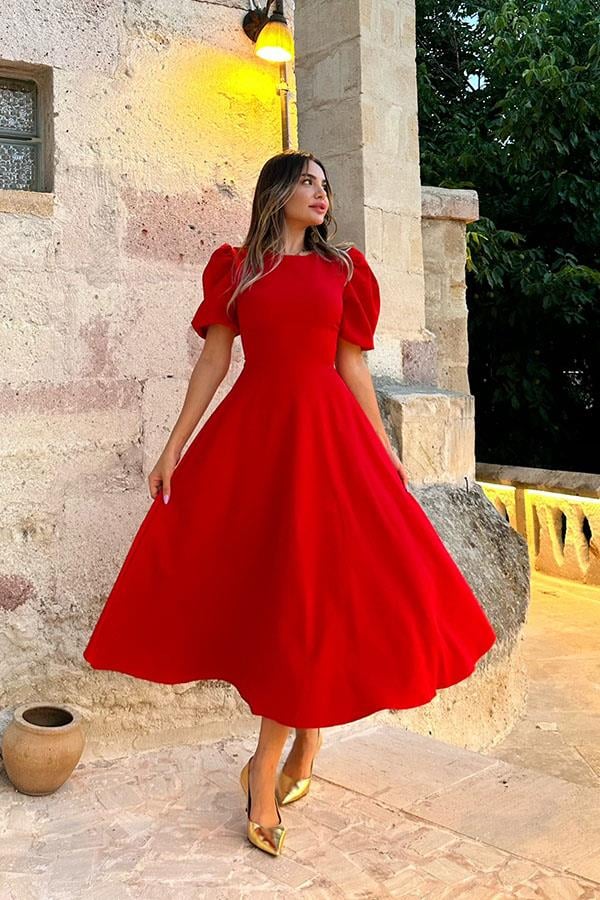 Christina Prenses Model Elbise - Kırmızı