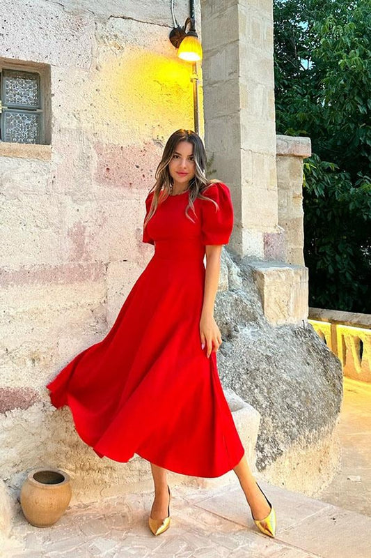 Christina Prenses Model Elbise - Kırmızı