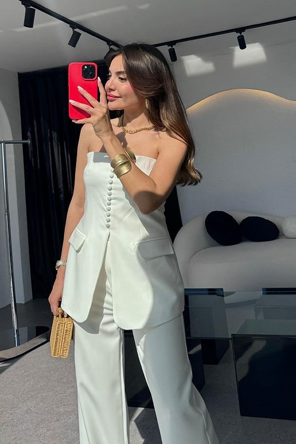 Hillary Lux Premium Takım -Beyaz