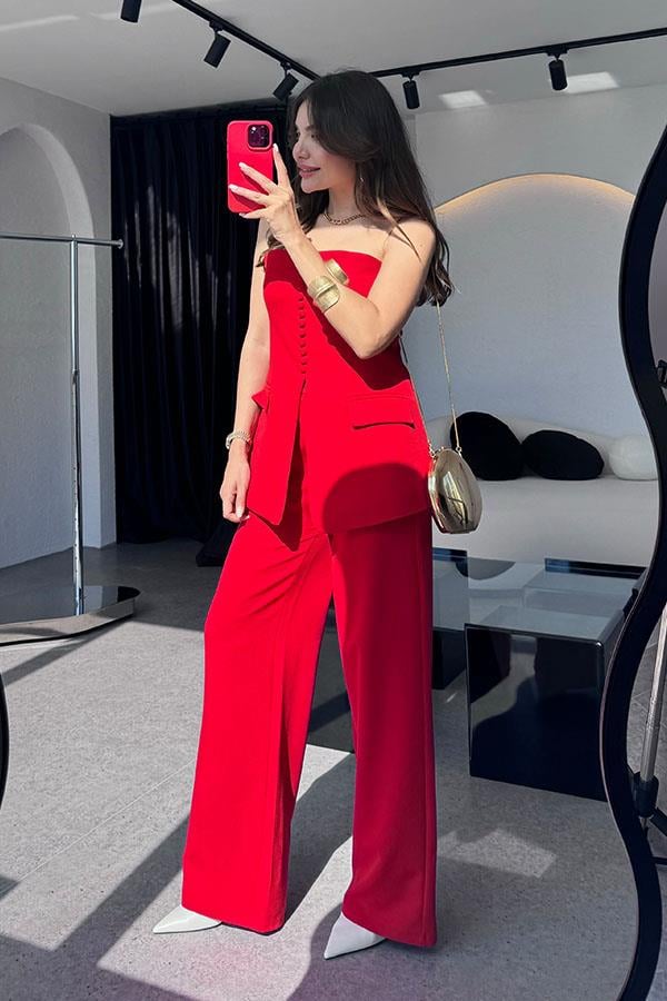 Hillary Lux Premium Takım -Kırmızı