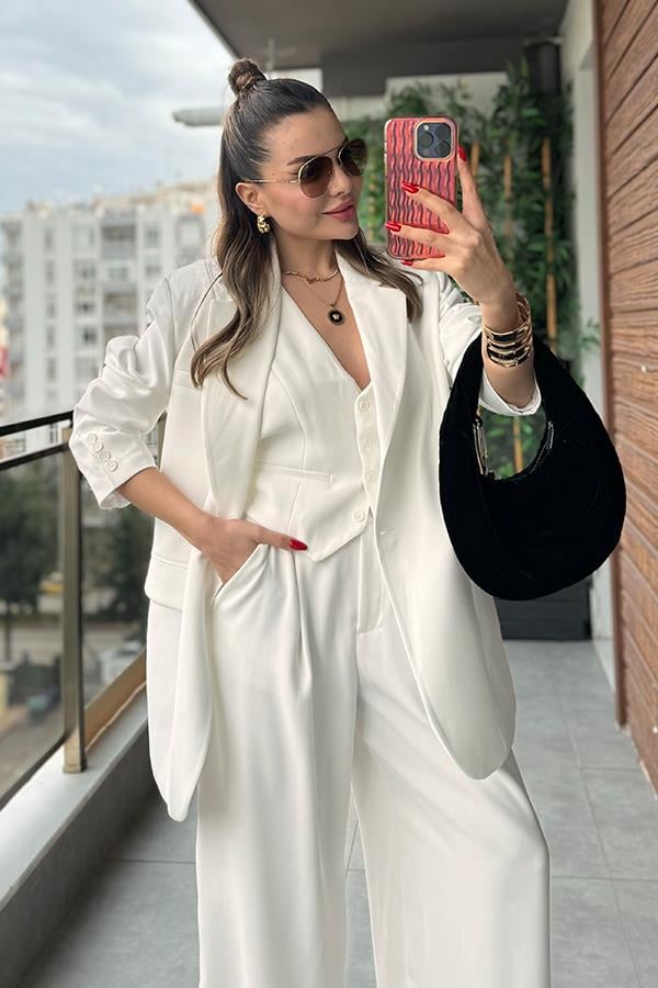 Holland Premium Beyaz Blazer Ceket