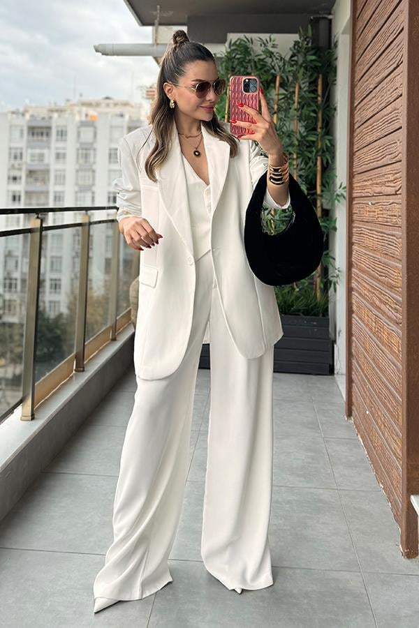 Holland Premium Beyaz Blazer Ceket