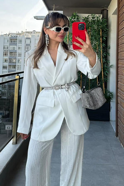 Holland Premium Beyaz Blazer Ceket