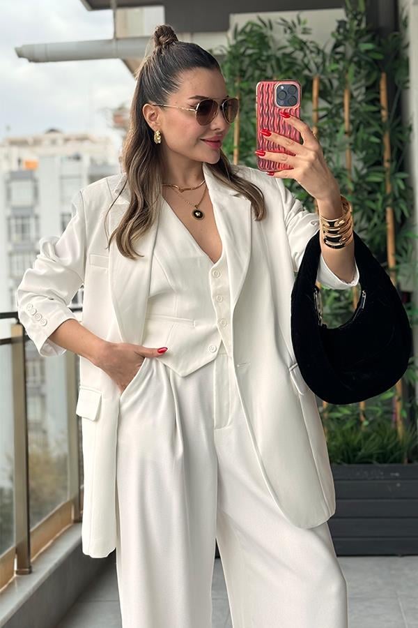 Holland Premium Beyaz Blazer Ceket