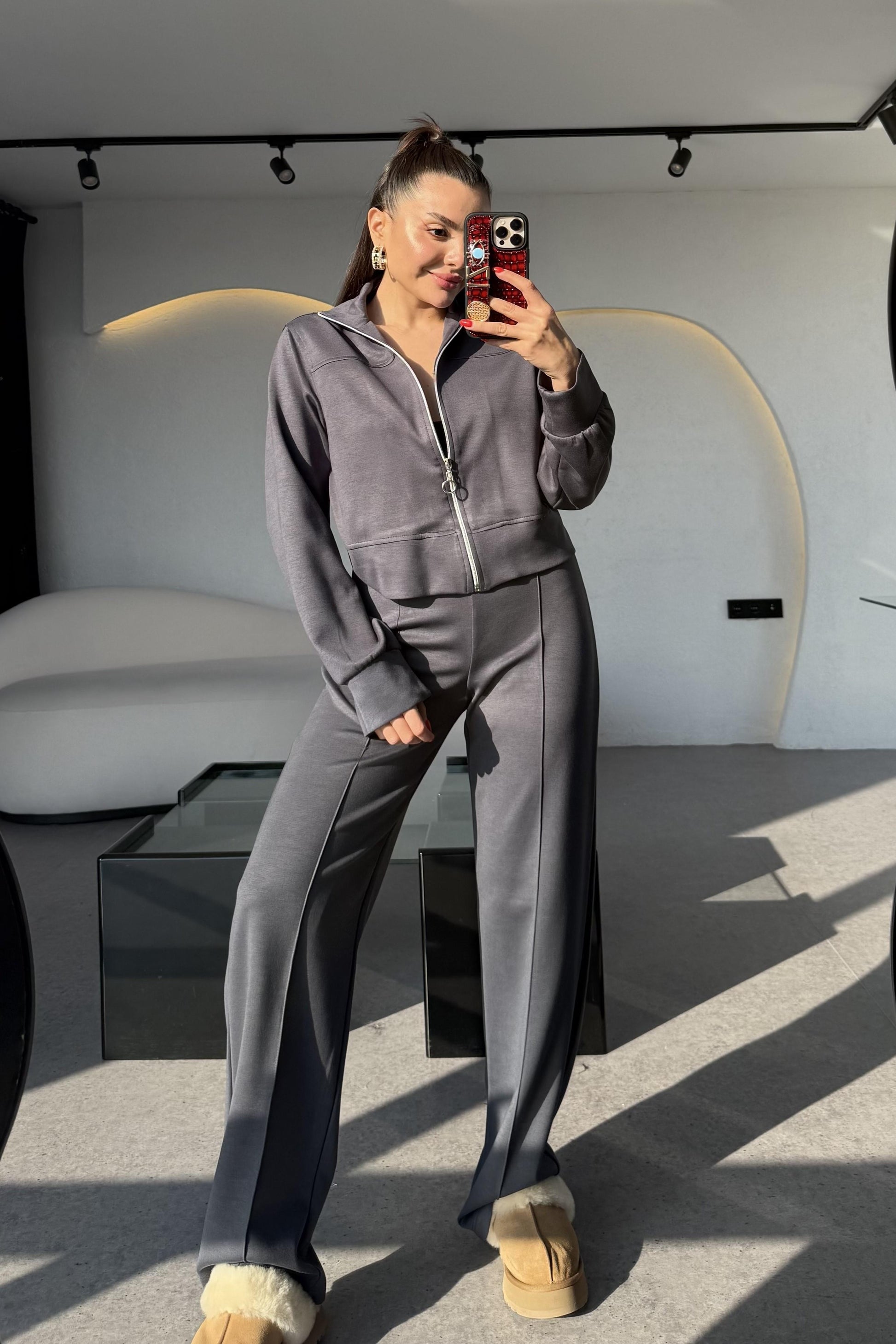 Honey Füme Fermuarlı Modal Takım