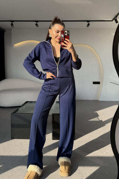 Honey Lacivert Fermuarlı Modal Takım