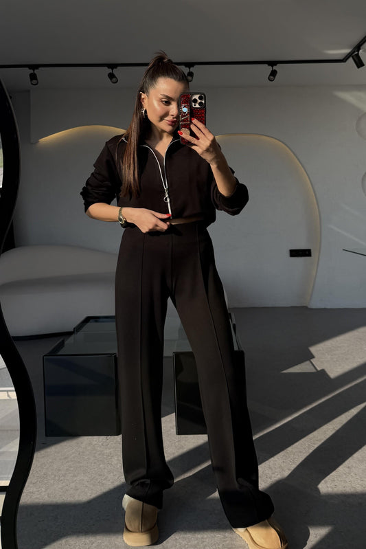 Honey Siyah Fermuarlı Modal Takım