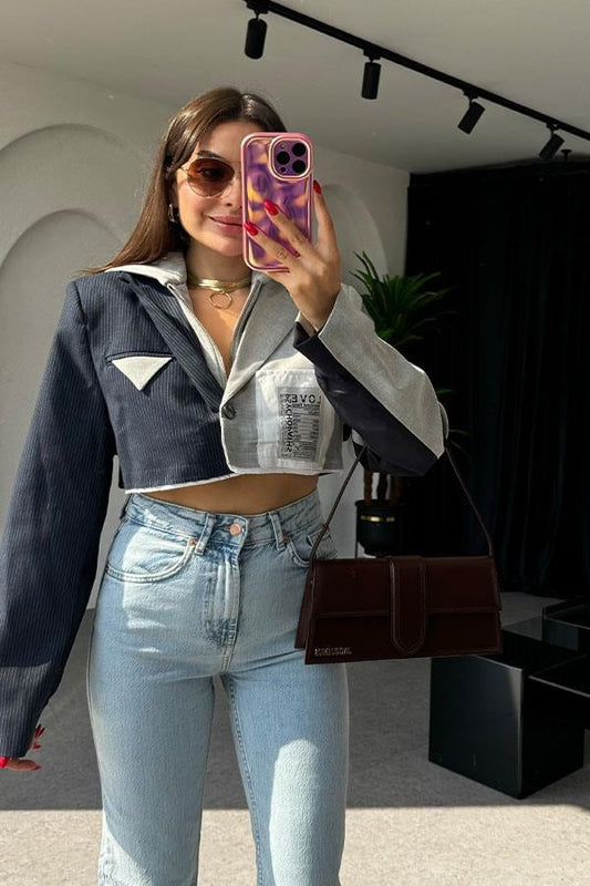 Hope Çift Renk Tasarım Mini Ceket