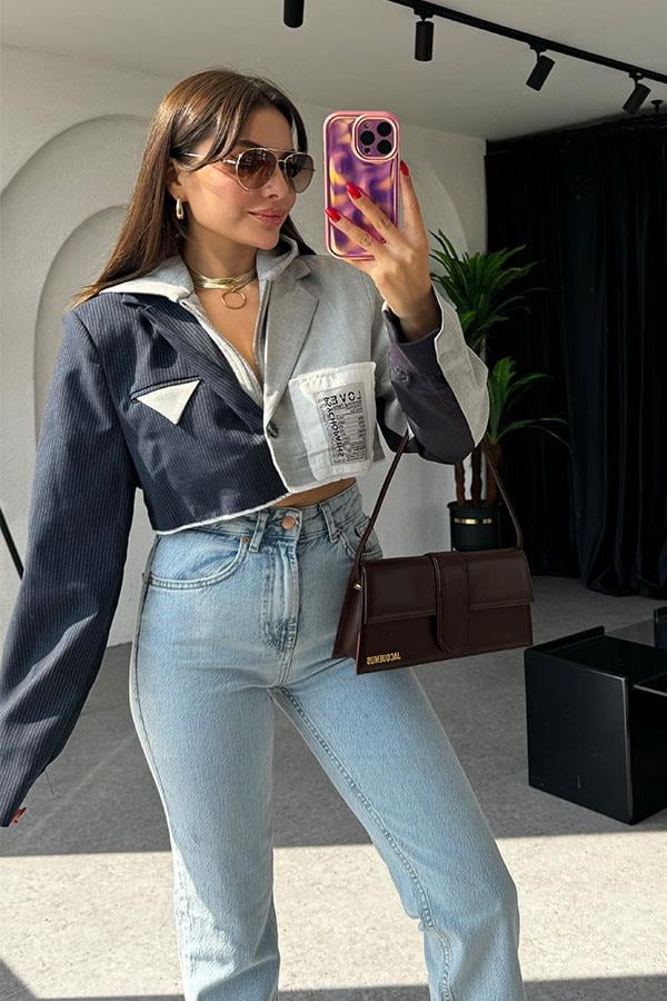 Hope Çift Renk Tasarım Mini Ceket