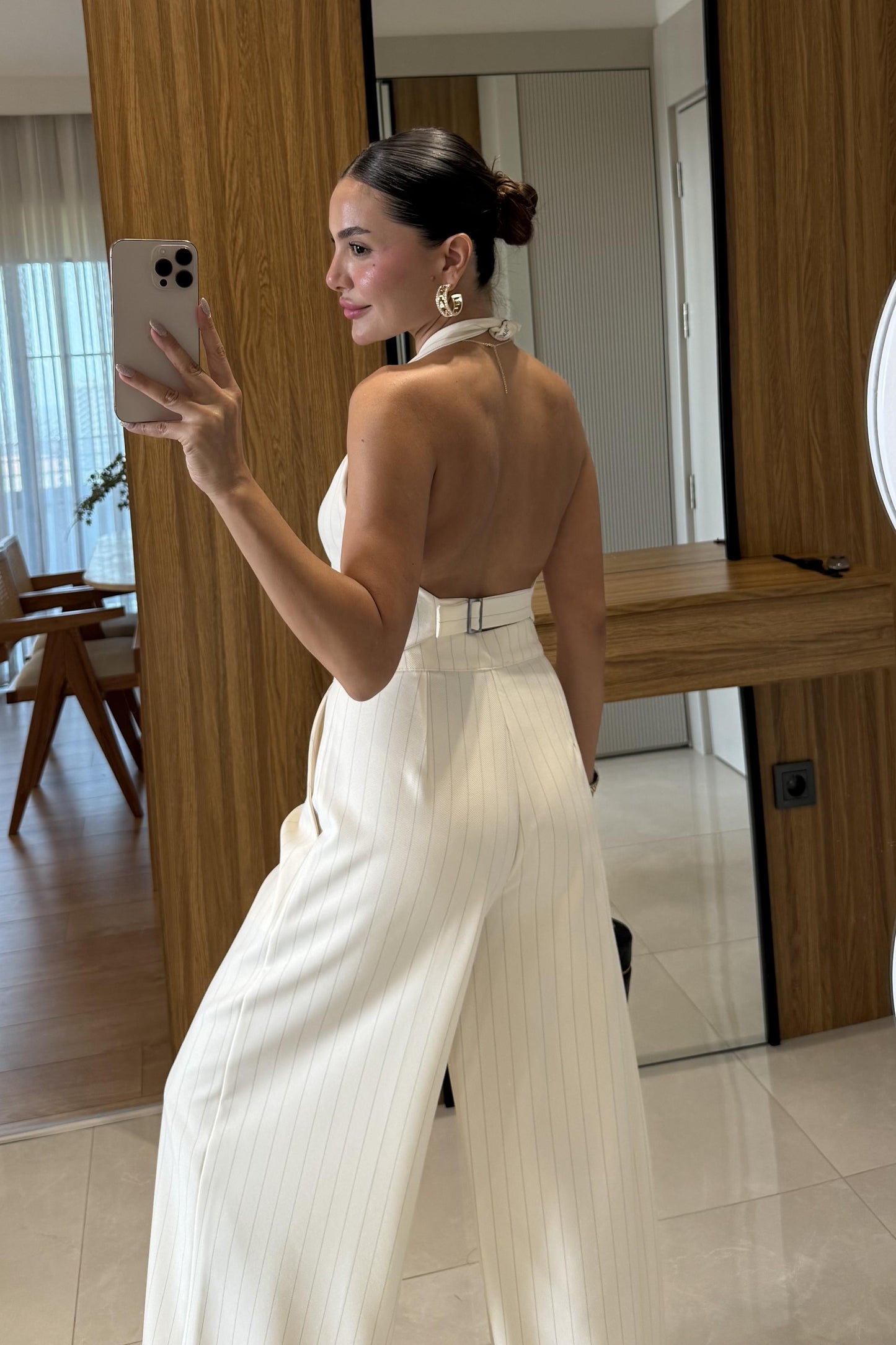 Hopy Sırt Dekolteli Çizgili Yelek Pantolon Takım