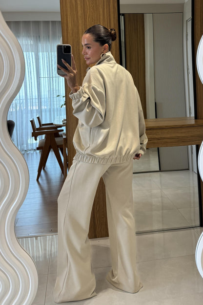 Hors Taş Fermuarlı Cepli Bomber Oversize Eşofman Takımı