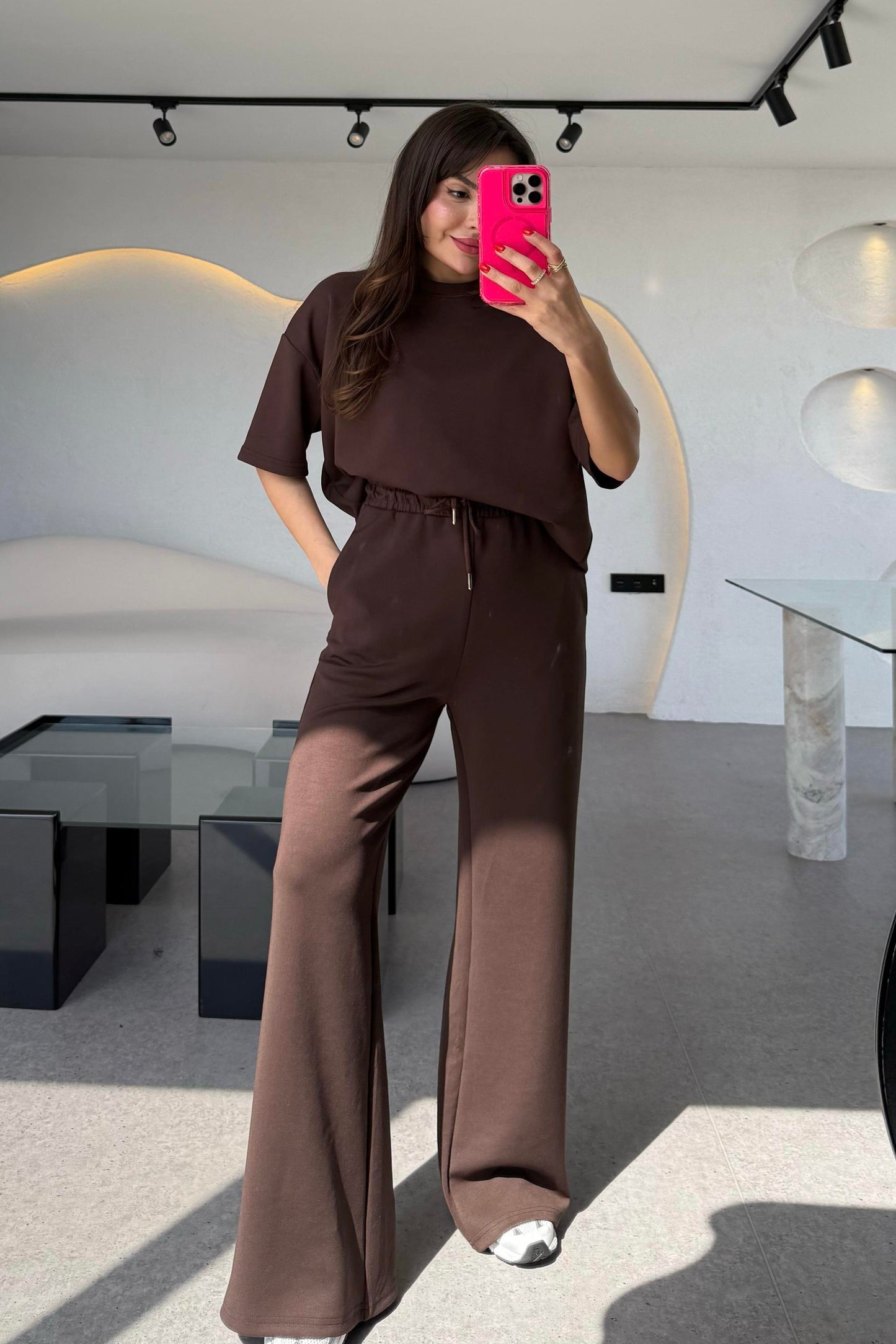 Hudson Acı Kahve Yarım Kollu Modal Takım