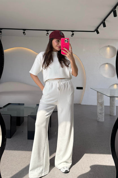 Hudson Beyaz Yarım Kollu Modal Takım