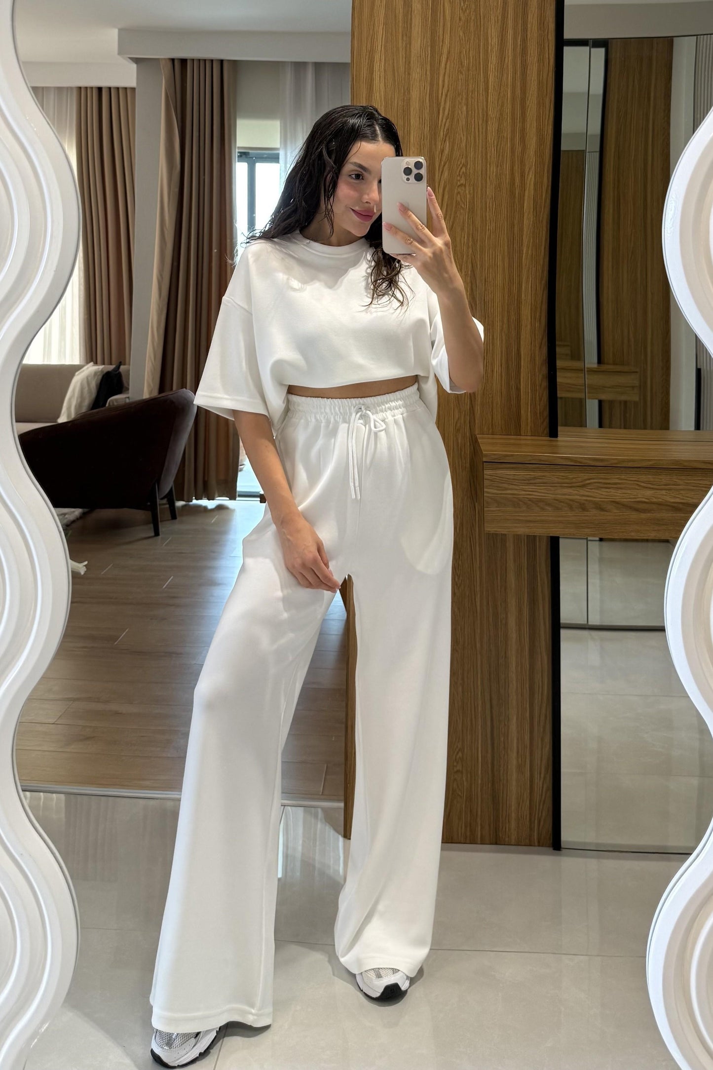 Hudson Beyaz Yarım Kollu Modal Takım