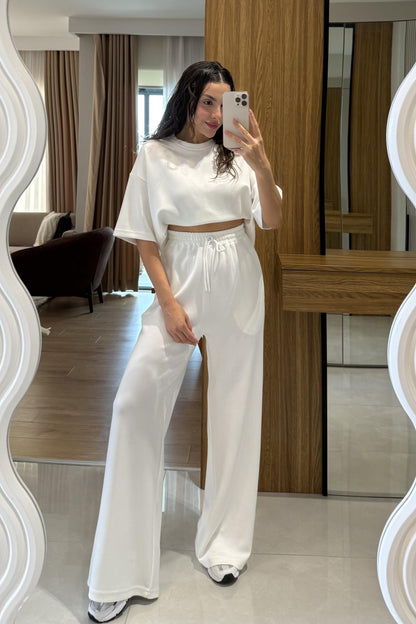 Hudson Beyaz Yarım Kollu Modal Takım