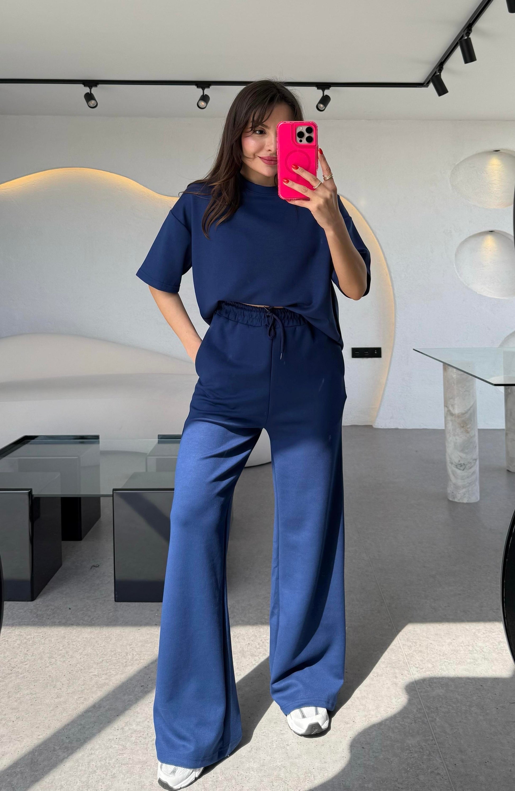 Hudson Lacivert Yarım Kollu Modal Takım