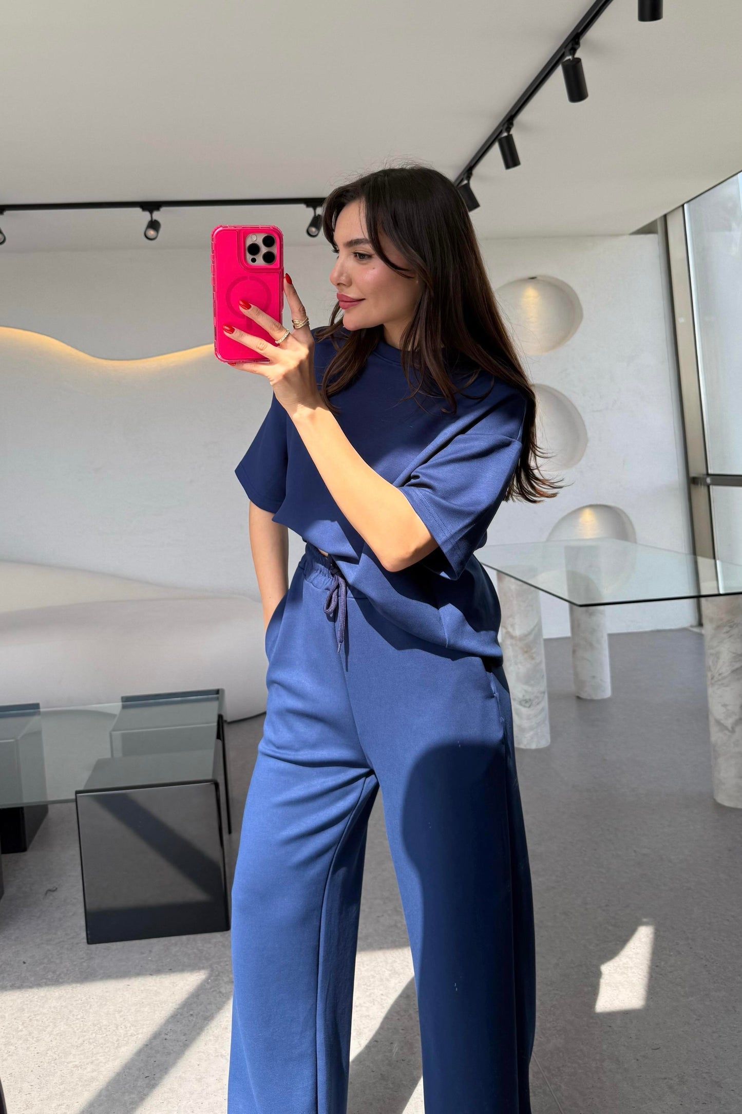 Hudson Lacivert Yarım Kollu Modal Takım