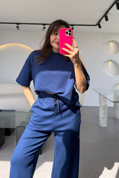 Hudson Lacivert Yarım Kollu Modal Takım