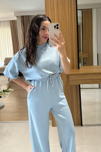 Hudson Mavi Yarım Kollu Modal Takım