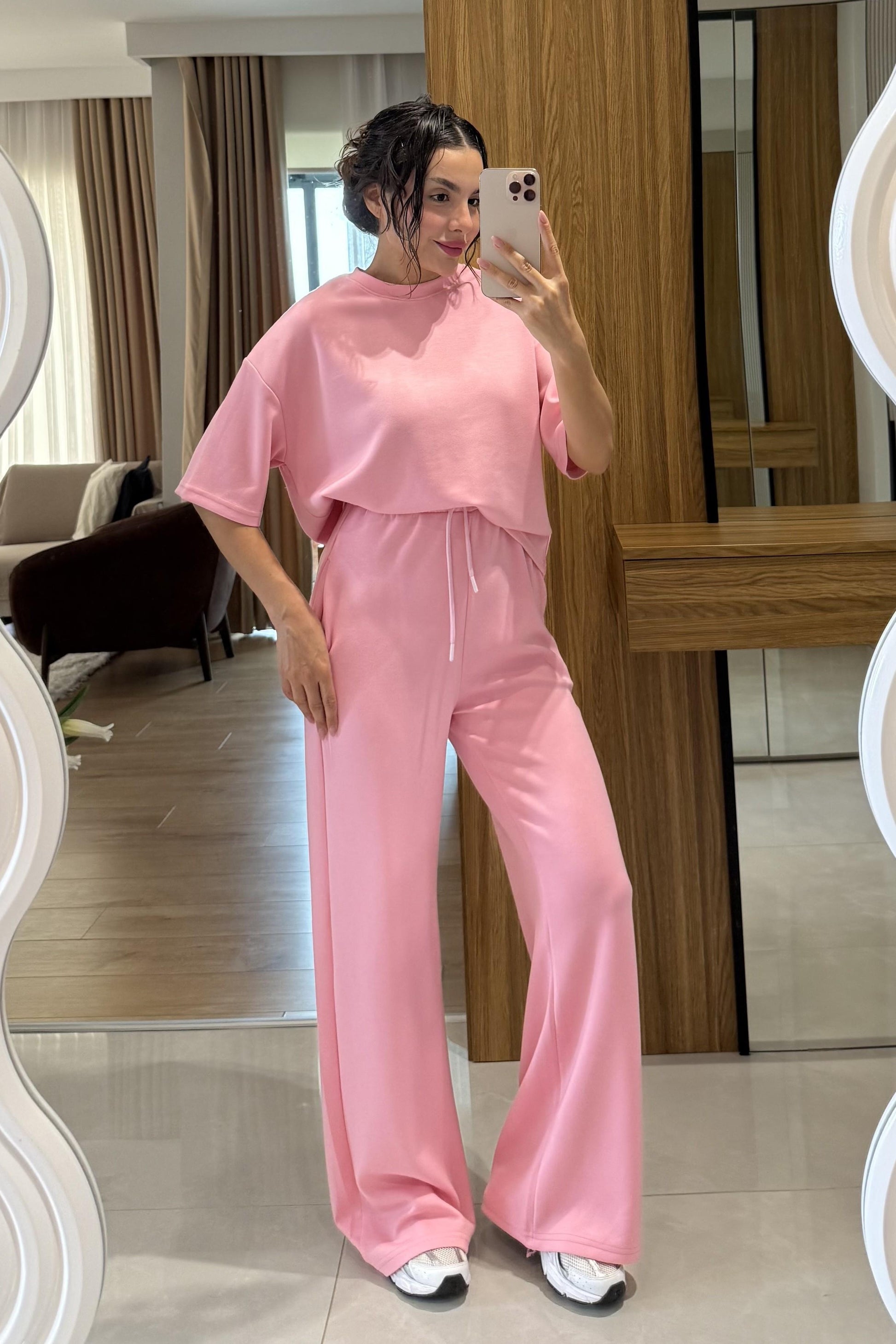 Hudson Pembe Yarım Kollu Modal Takım