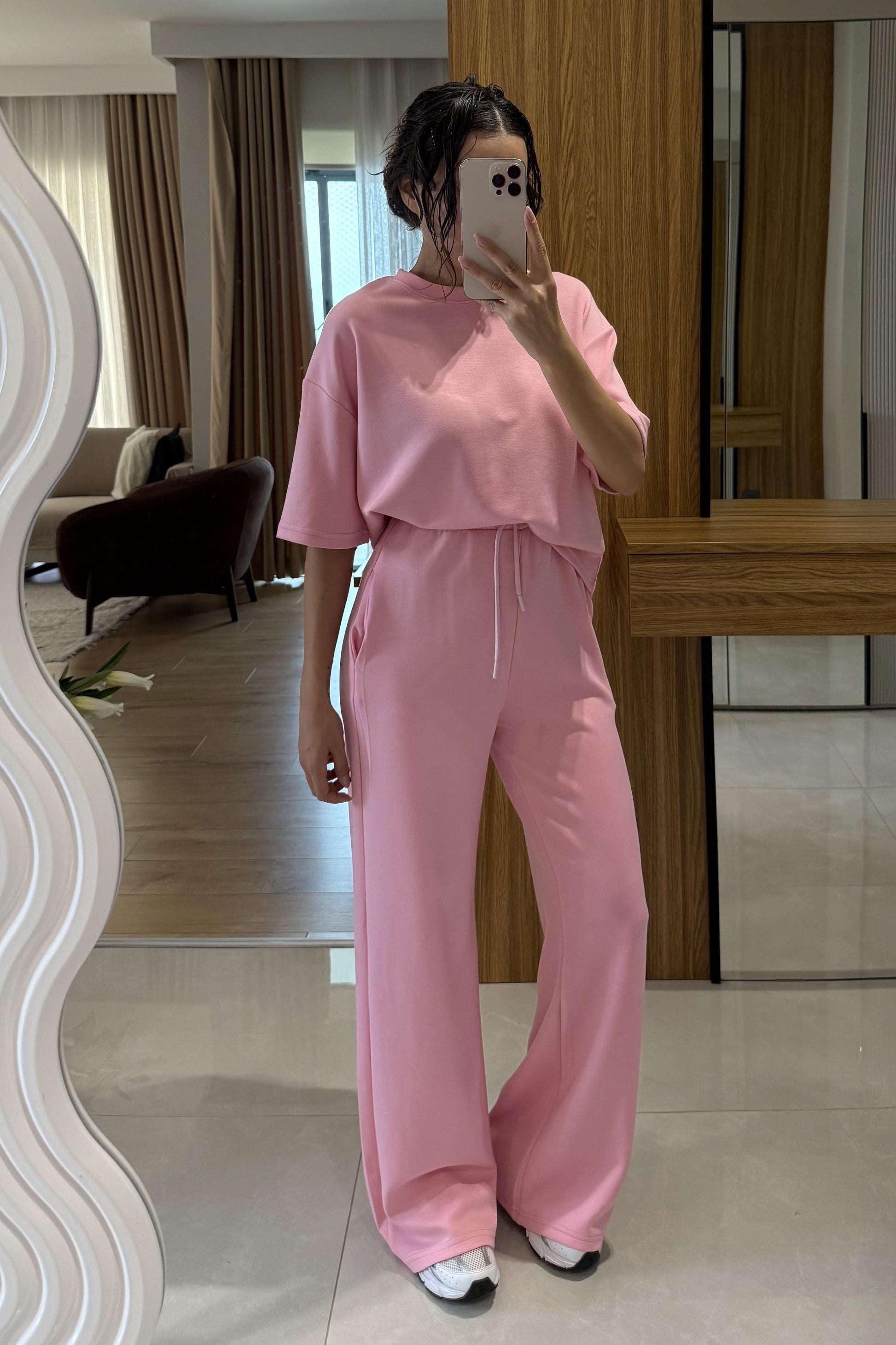 Hudson Pembe Yarım Kollu Modal Takım