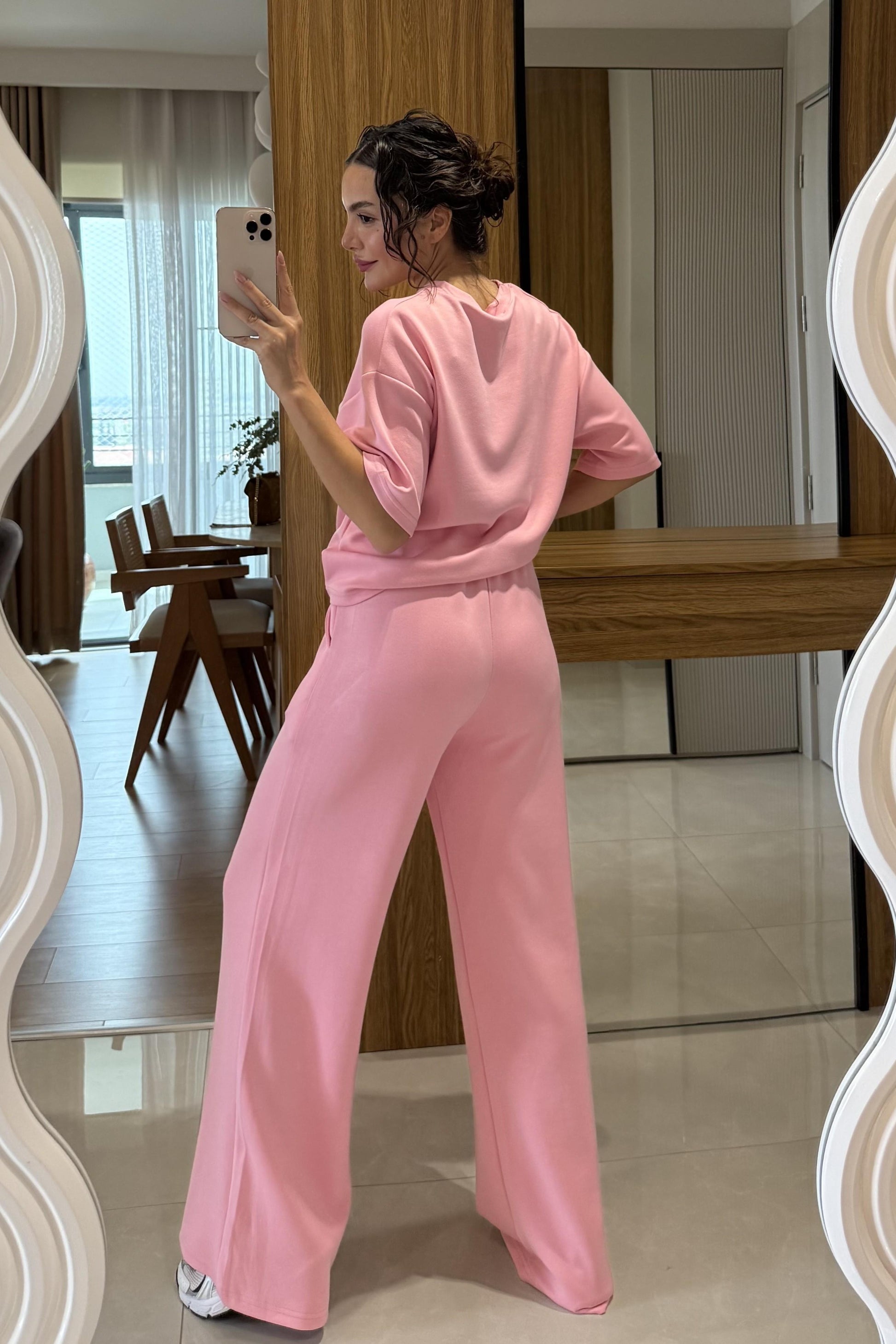 Hudson Pembe Yarım Kollu Modal Takım