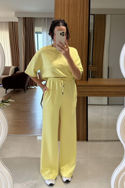 Hudson Sarı Yarım Kollu Modal Takım