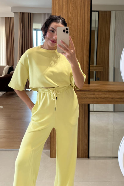 Hudson Sarı Yarım Kollu Modal Takım