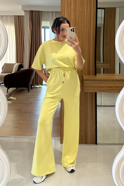 Hudson Sarı Yarım Kollu Modal Takım