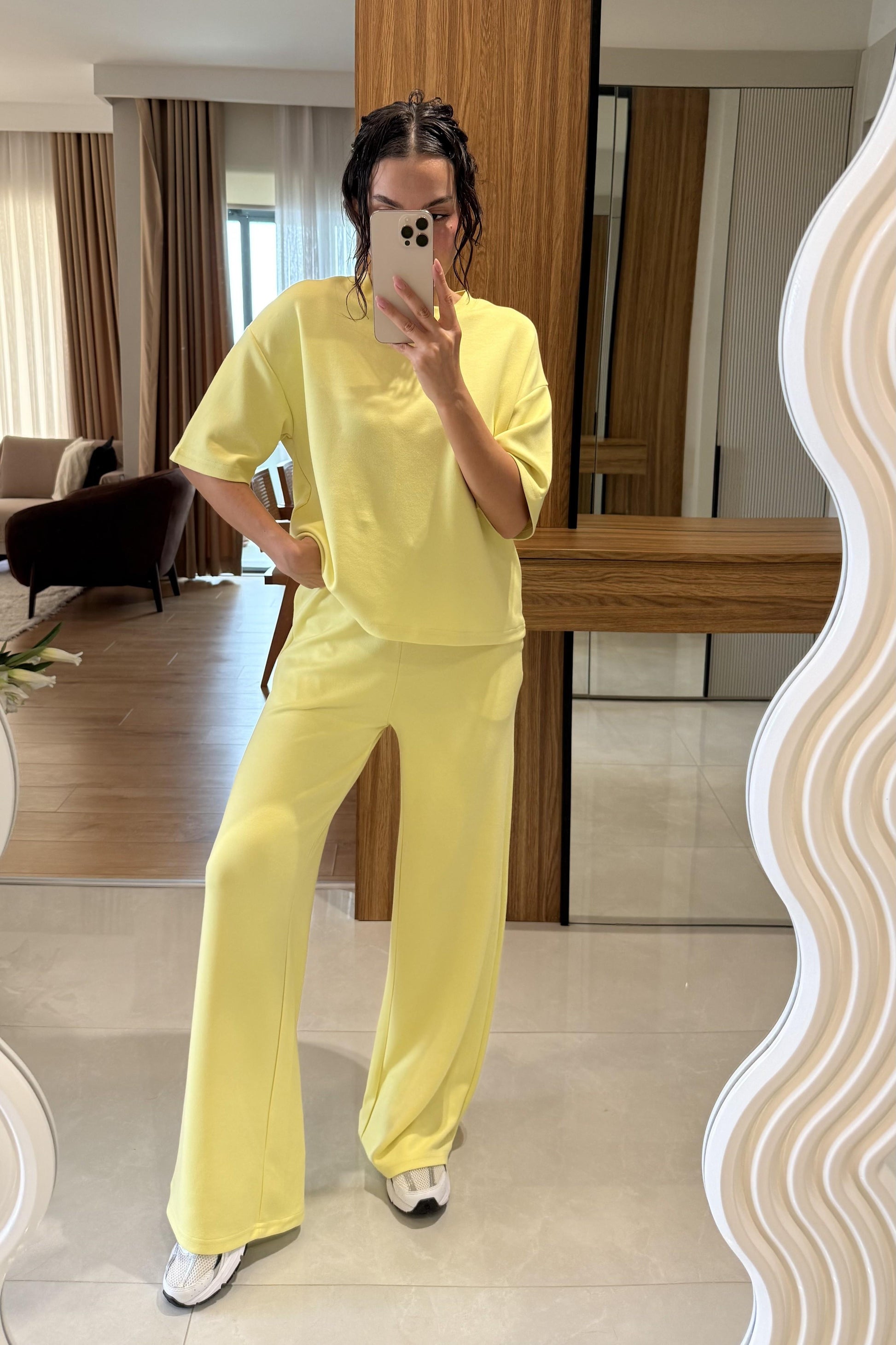 Hudson Sarı Yarım Kollu Modal Takım