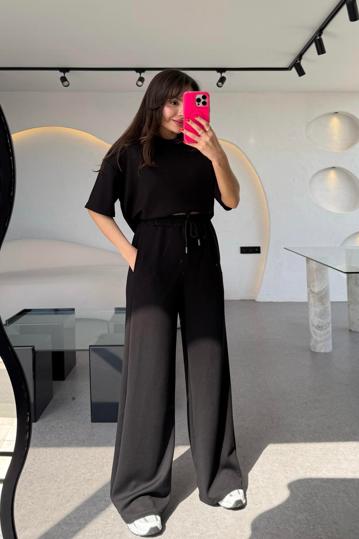 Hudson Siyah Yarım Kollu Modal Takım