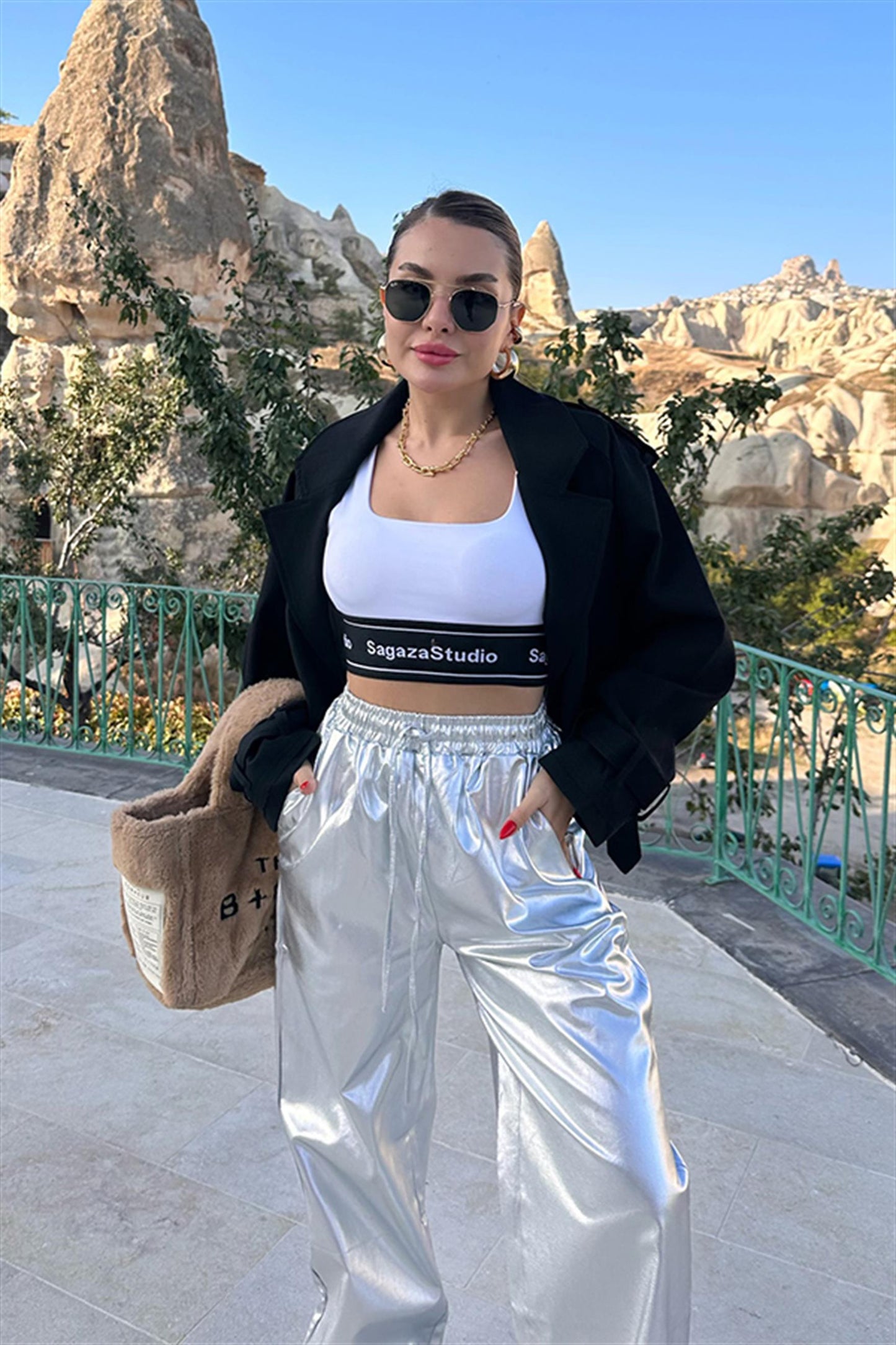 India Reglan Kısa Trençkot - Siyah