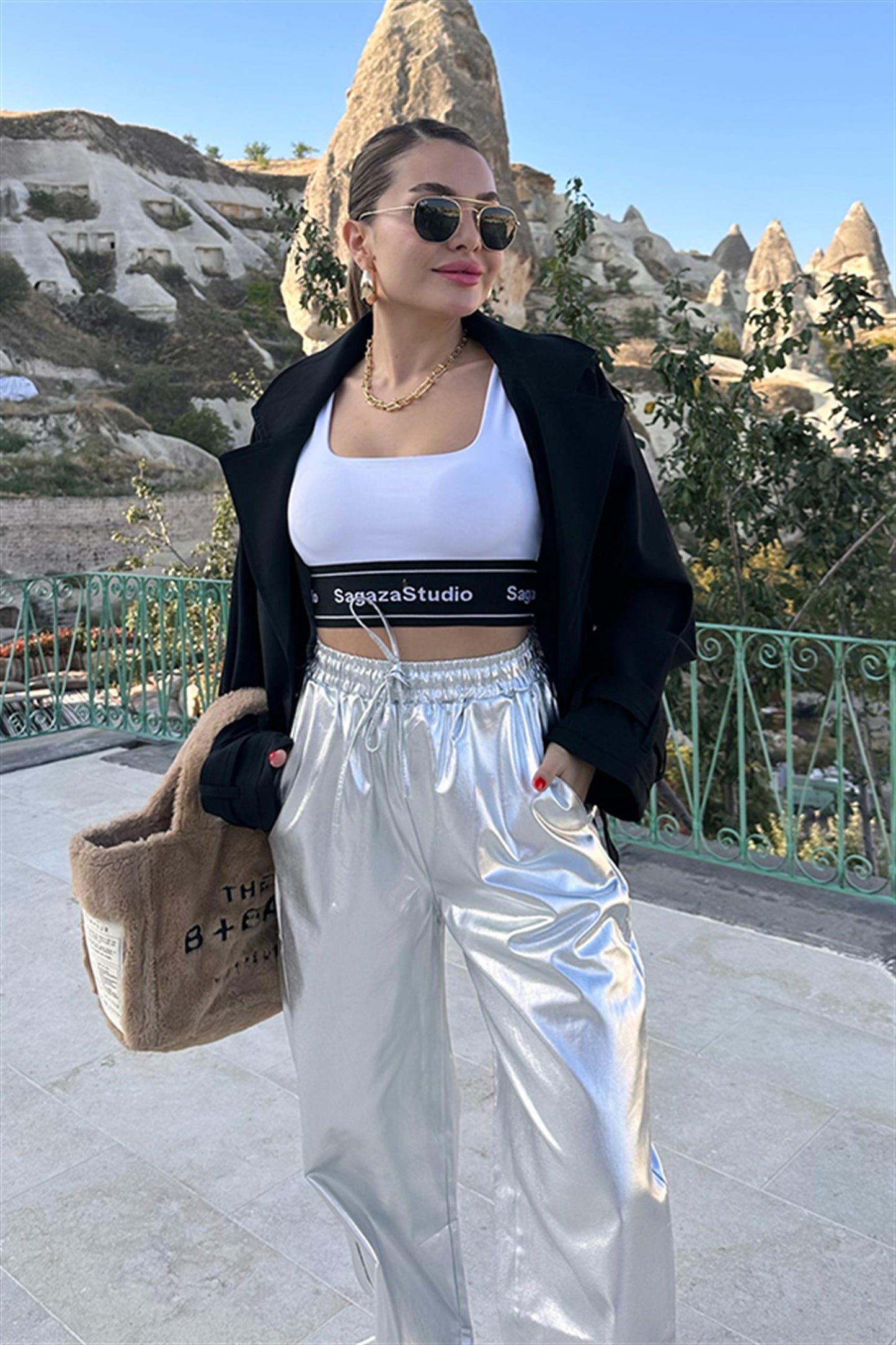 India Reglan Kısa Trençkot - Siyah