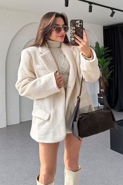 İnna Krem Kürk Blazer