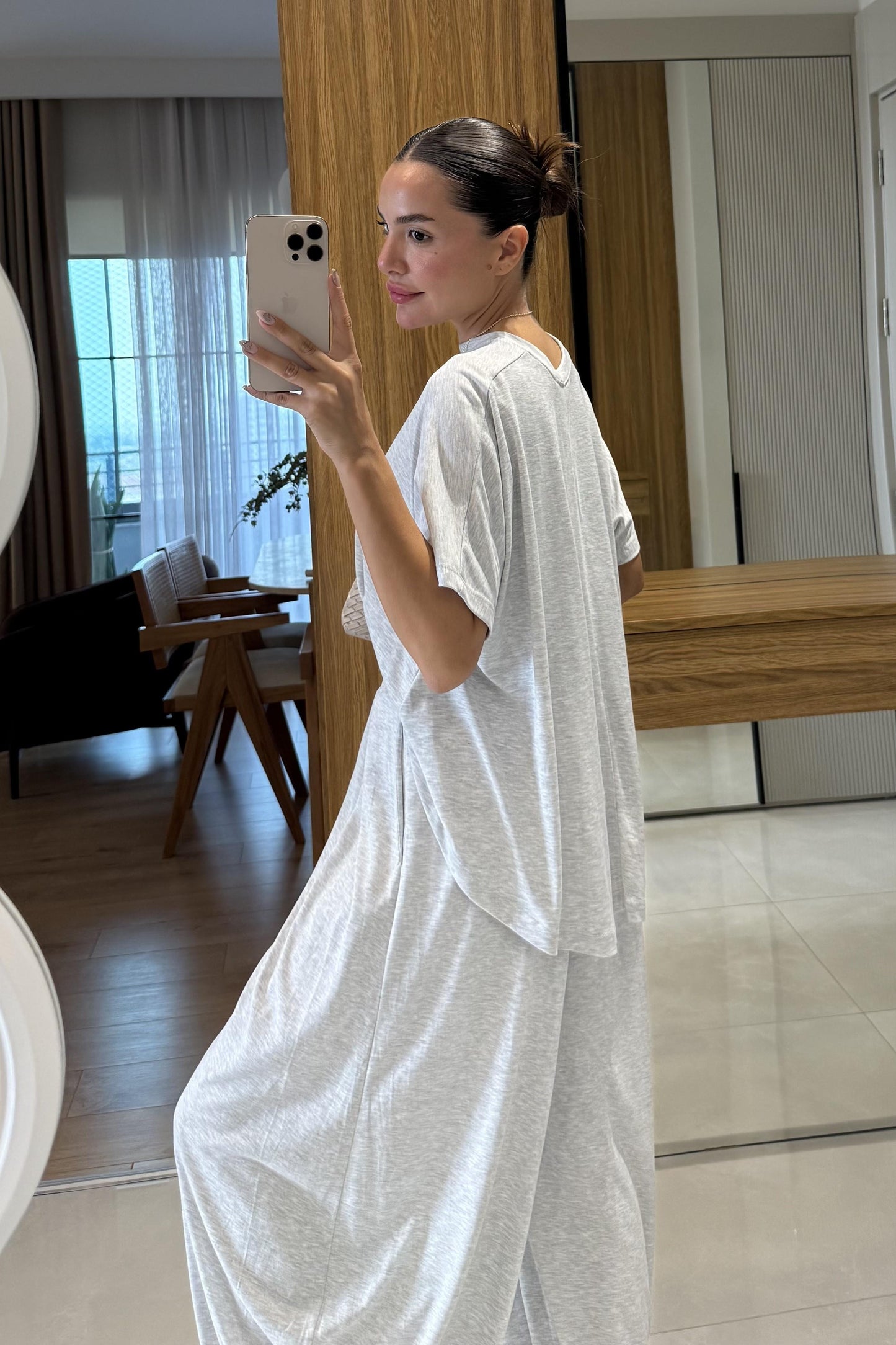 Jaden Gri Şalvar Modal Takım