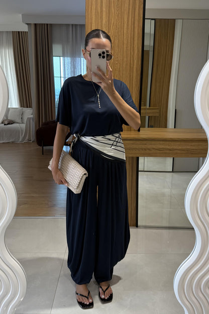 Jaden Lacivert Şalvar Modal Takım