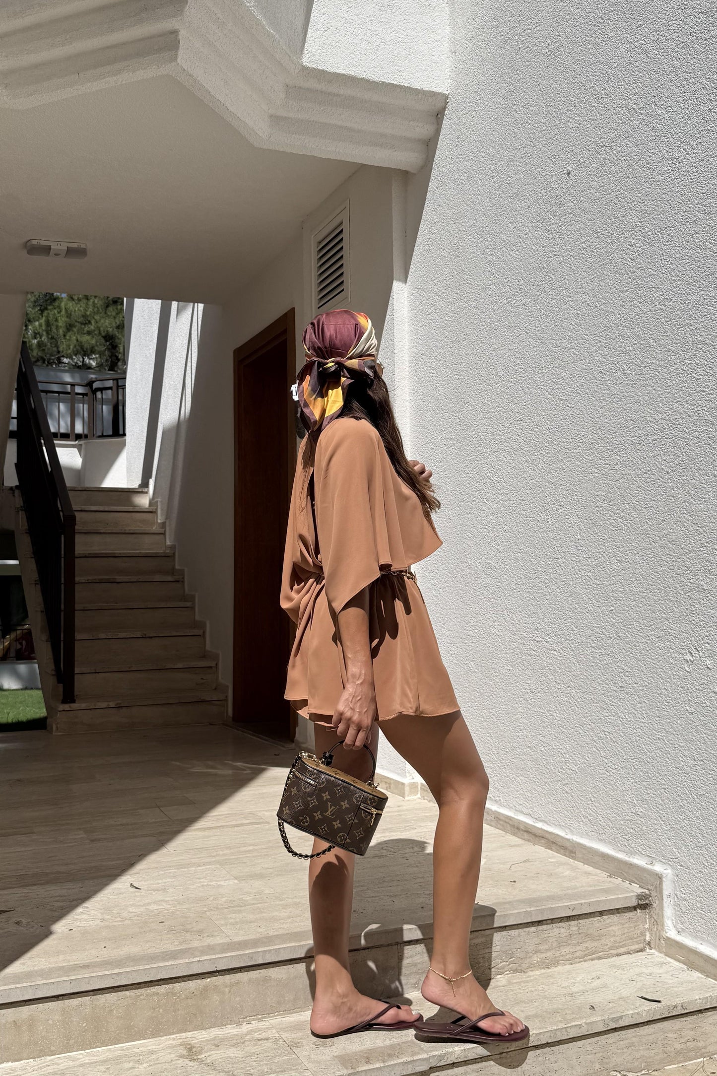 Jadira Kahve Üçlü Şort Etekli Tasarım Takım