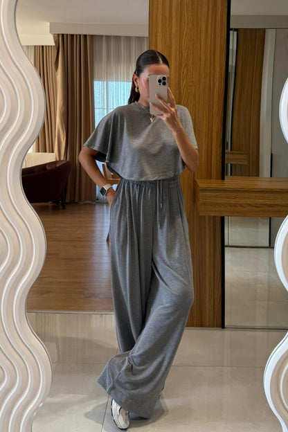 Jadon Gri Panço Tshirt-Pantolon Spor Takım
