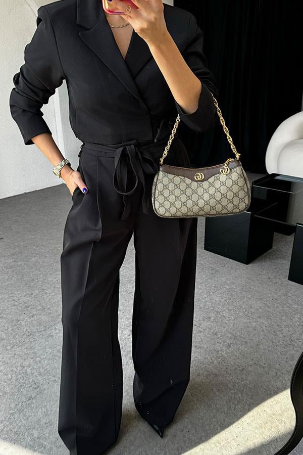 Jair Siyah Bağlama Detaylı Blazer Takım
