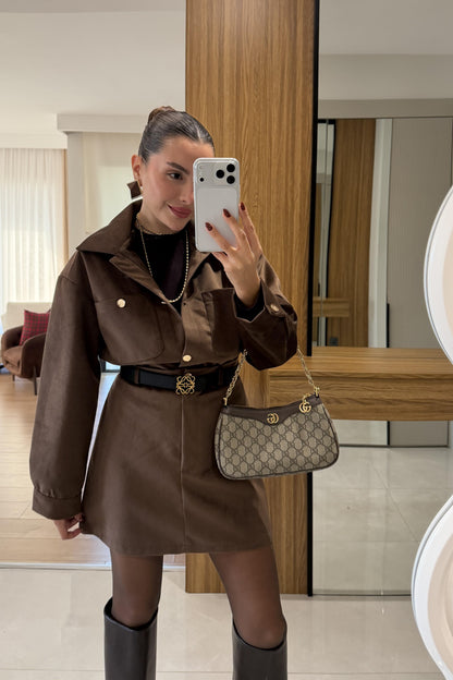 Jannet Kahve Kadife Takım