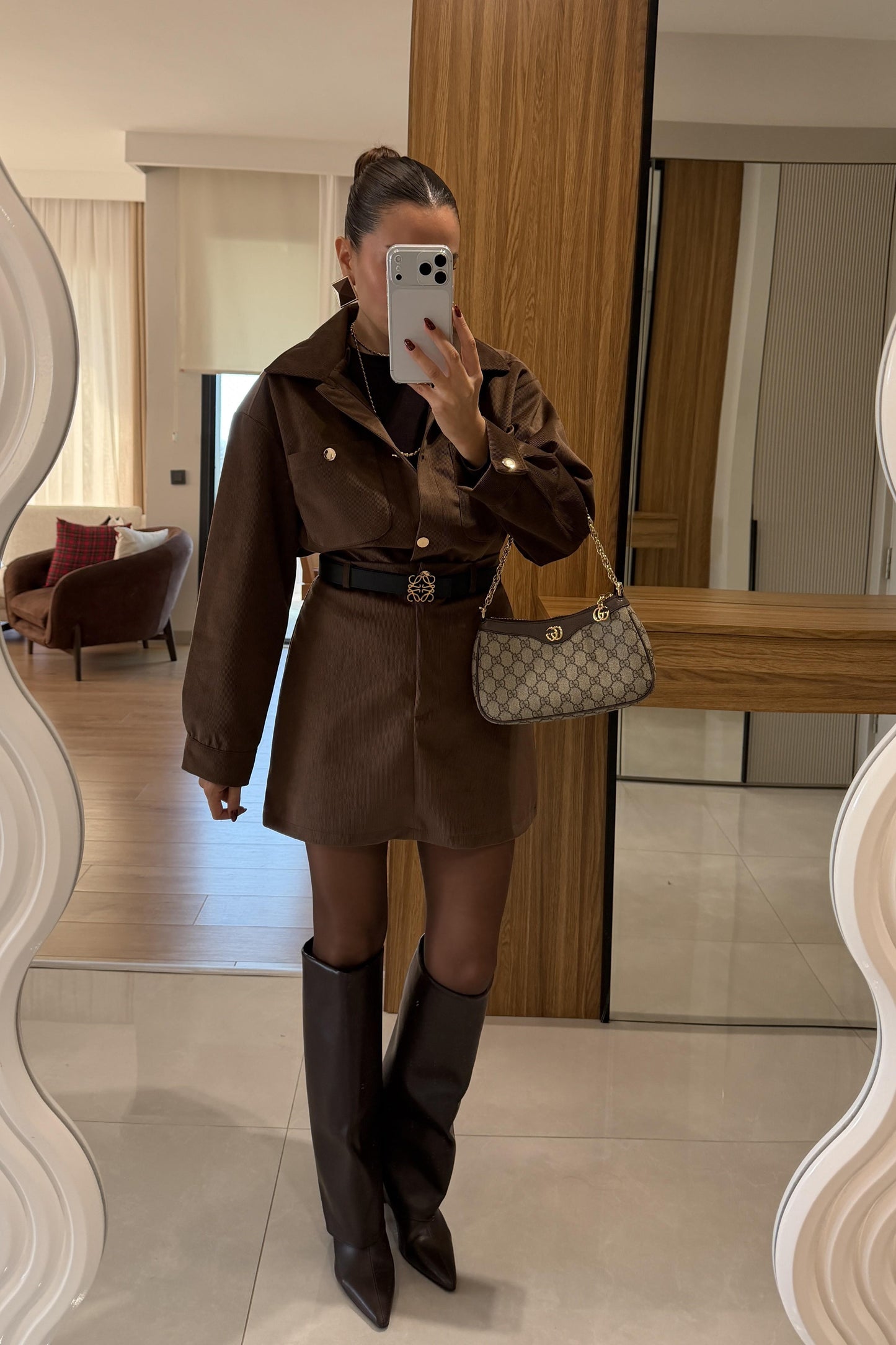 Jannet Kahve Kadife Takım