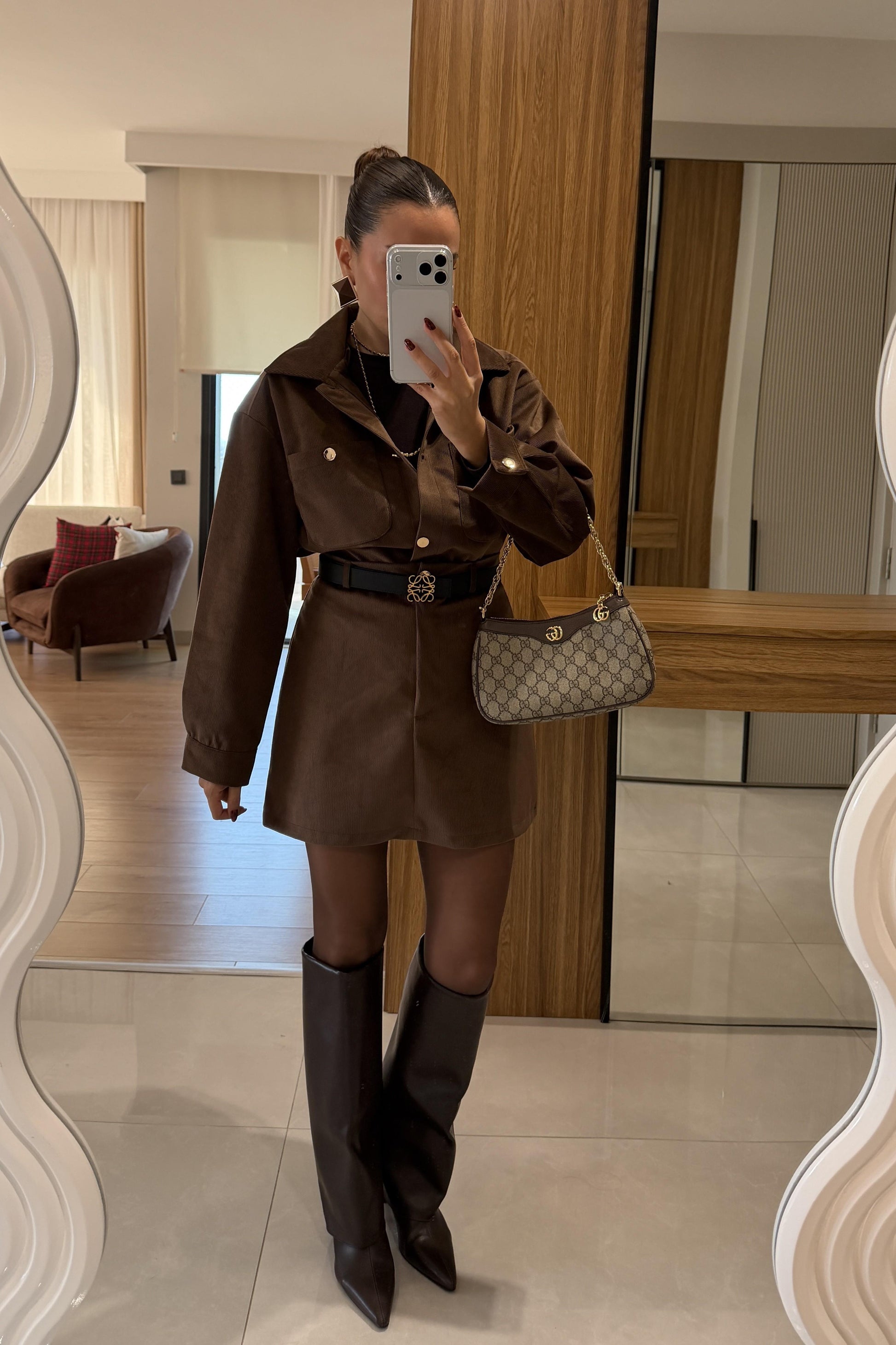 Jannet Kahve Kadife Takım