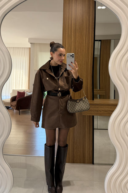 Jannet Kahve Kadife Takım